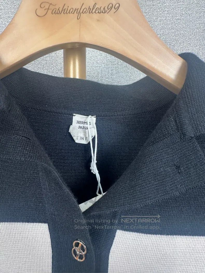 Hermes Hermes Black and white striped sweater cardigan Size XXS / US 00 / IT 34 - 2 Thumbnail
