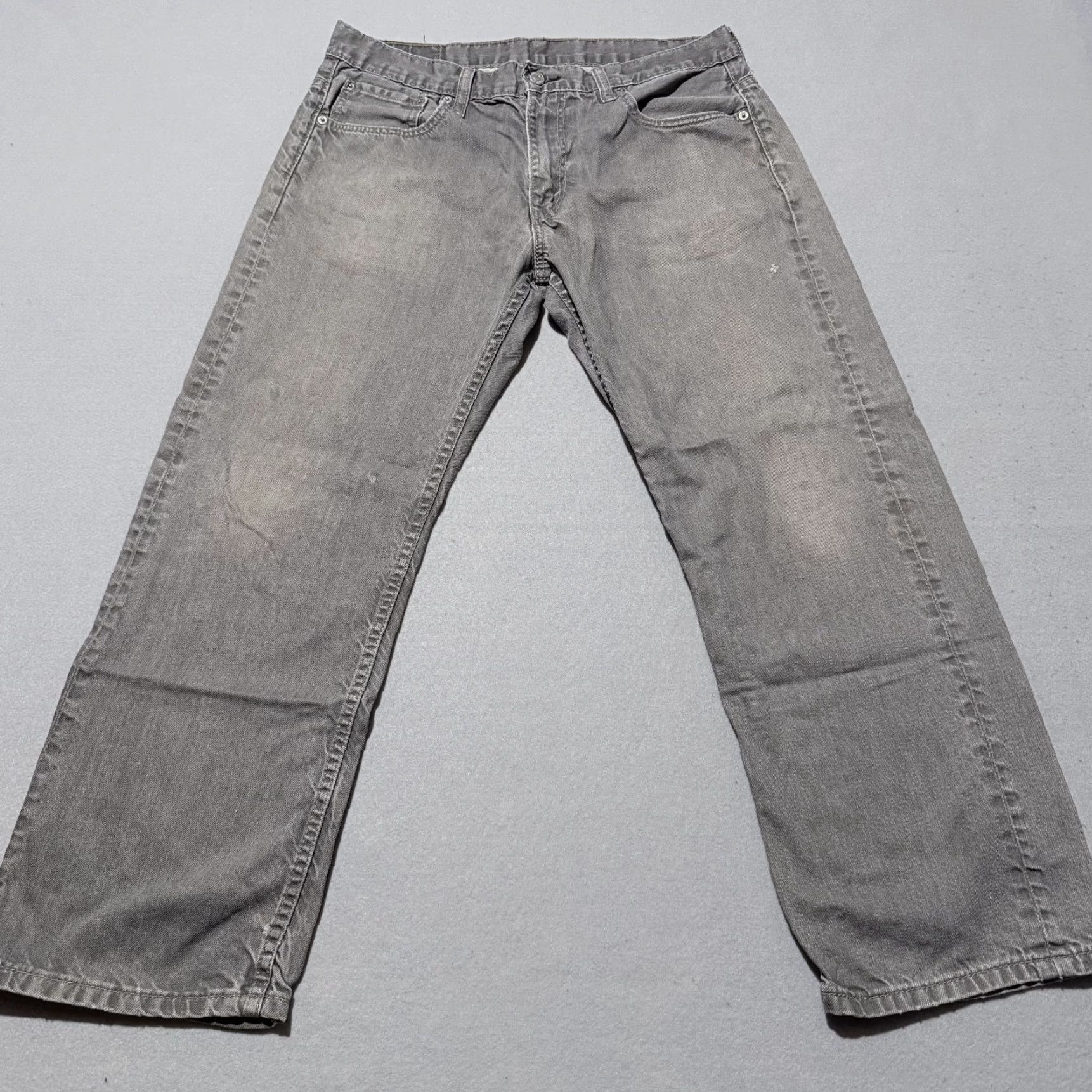 Levi's Levi's 569 Jeans Men Gray Denim Mid Rise Distressed 33X30 Straight Relaxed City 5-Pocket Logo - Levi's 500 Series Size US 33 - 2 Thumbnail