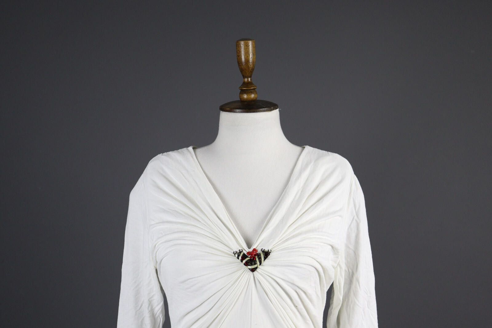 Designer Elisa Cavaletti Sono Italiano White Top Blouse Size M Size M / US 6-8 / IT 42-44 - 2 Thumbnail