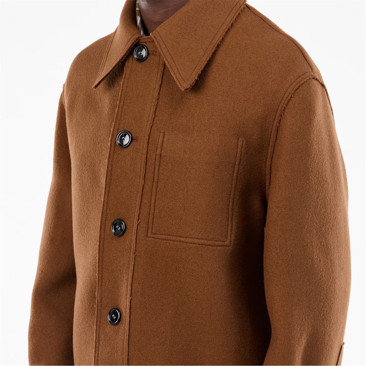 AMI o1g2r1mq0326 Wool Structured Overshirt in Noisette Size US XL / EU 56 / 4 - 6 Thumbnail