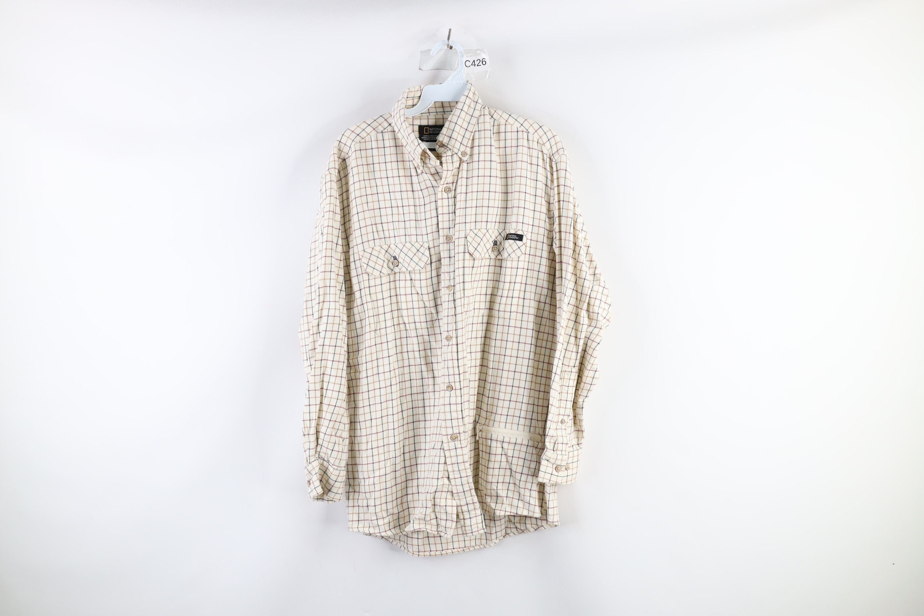 Vintage Vintage 90s National Geographic Flannel Button Shirt Plaid Size US L / EU 52-54 / 3 - 1 Thumbnail