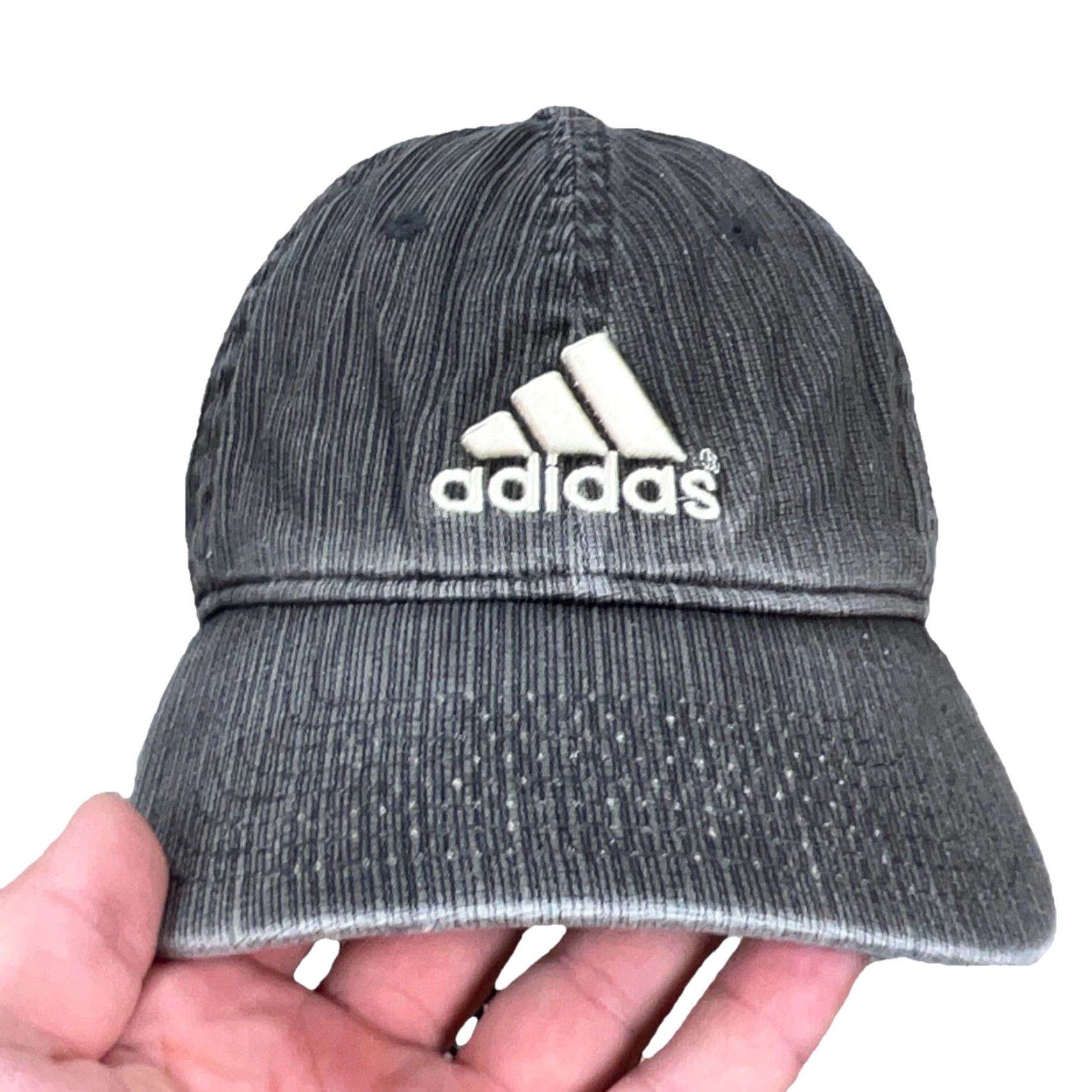 Adidas VINTAGE Adidas Hat Cap Strap Back Gray Baseball Dad Spell Out Faded Worn Y2K W11 Size ONE SIZE - 3 Thumbnail
