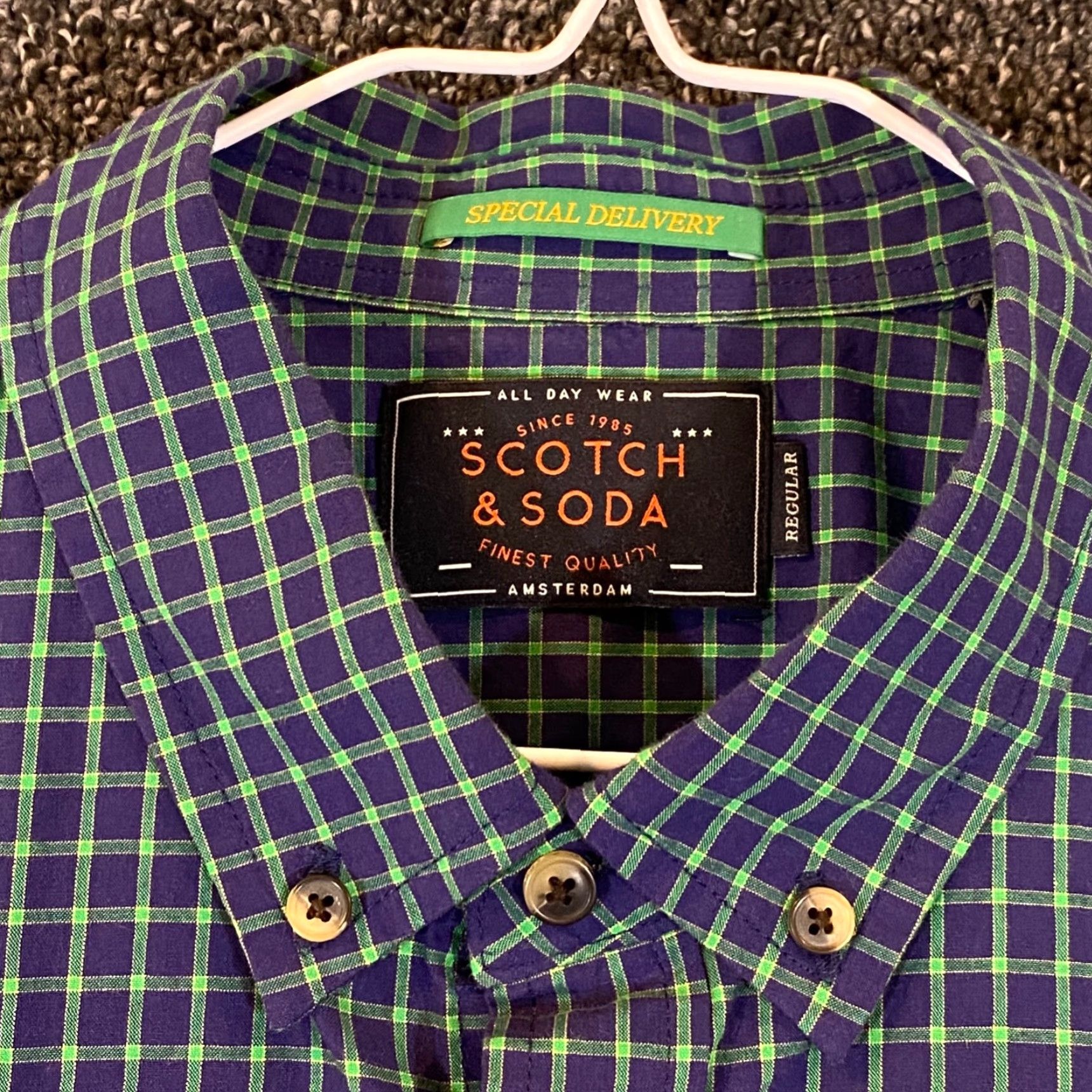Scotch & Soda Scotch & Soda Shirt Mens L Large Blue Green Plaid Button-Down L/S Special Delivery Size US M / EU 48-50 / 2 - 2 Thumbnail