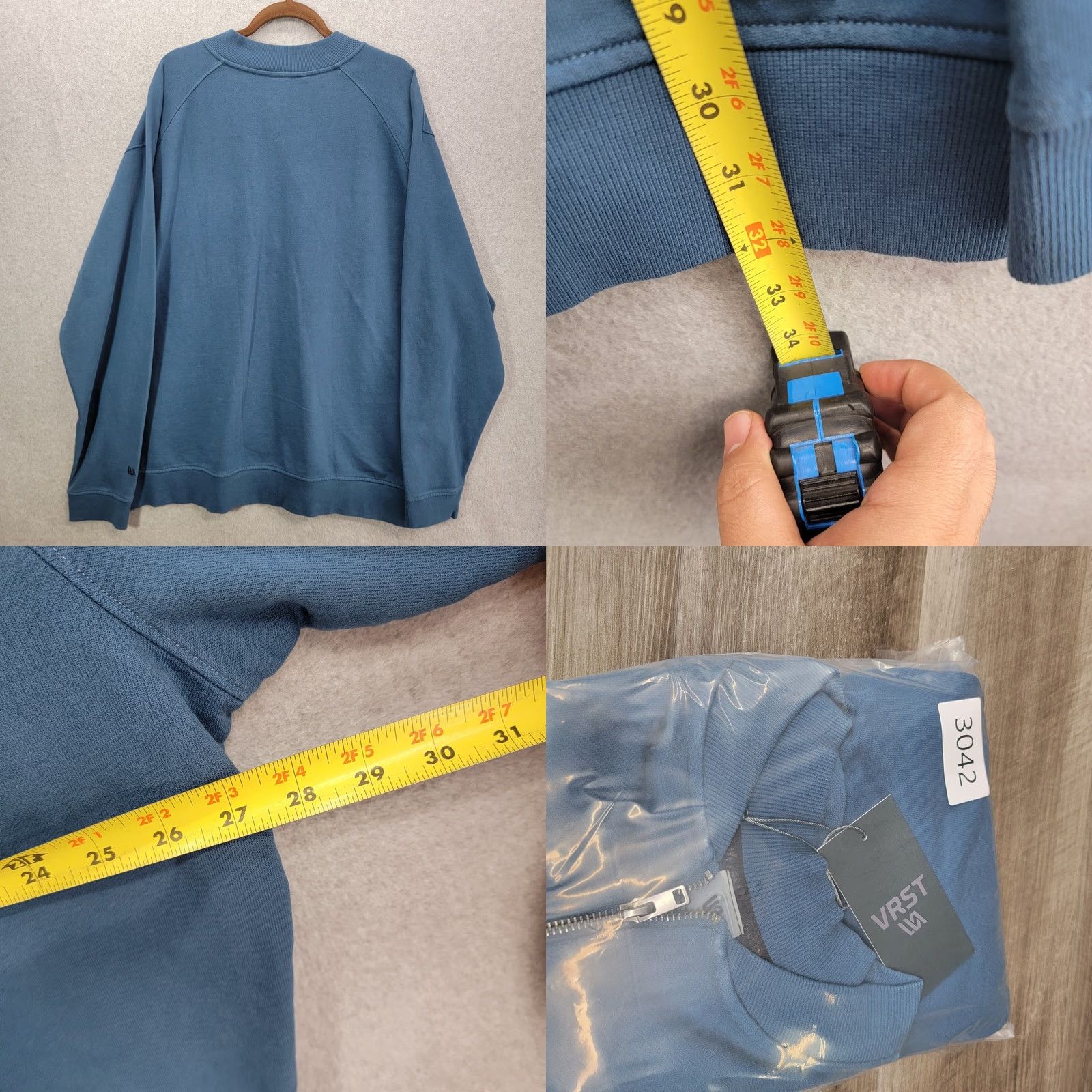 Vintage VRST Pullover Mens 2XL Half Zip Bomber Sweater Washed Terry Teal Size US XXL / EU 58 / 5 - 8 Thumbnail