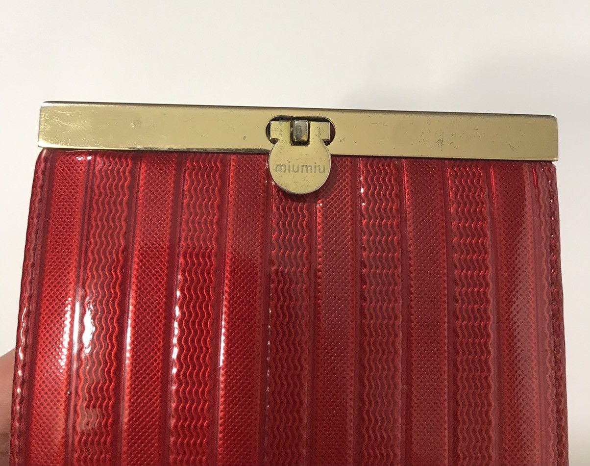 Miu Miu Miu Miu Patent Leather Wallet Red Size ONE SIZE - 3 Thumbnail