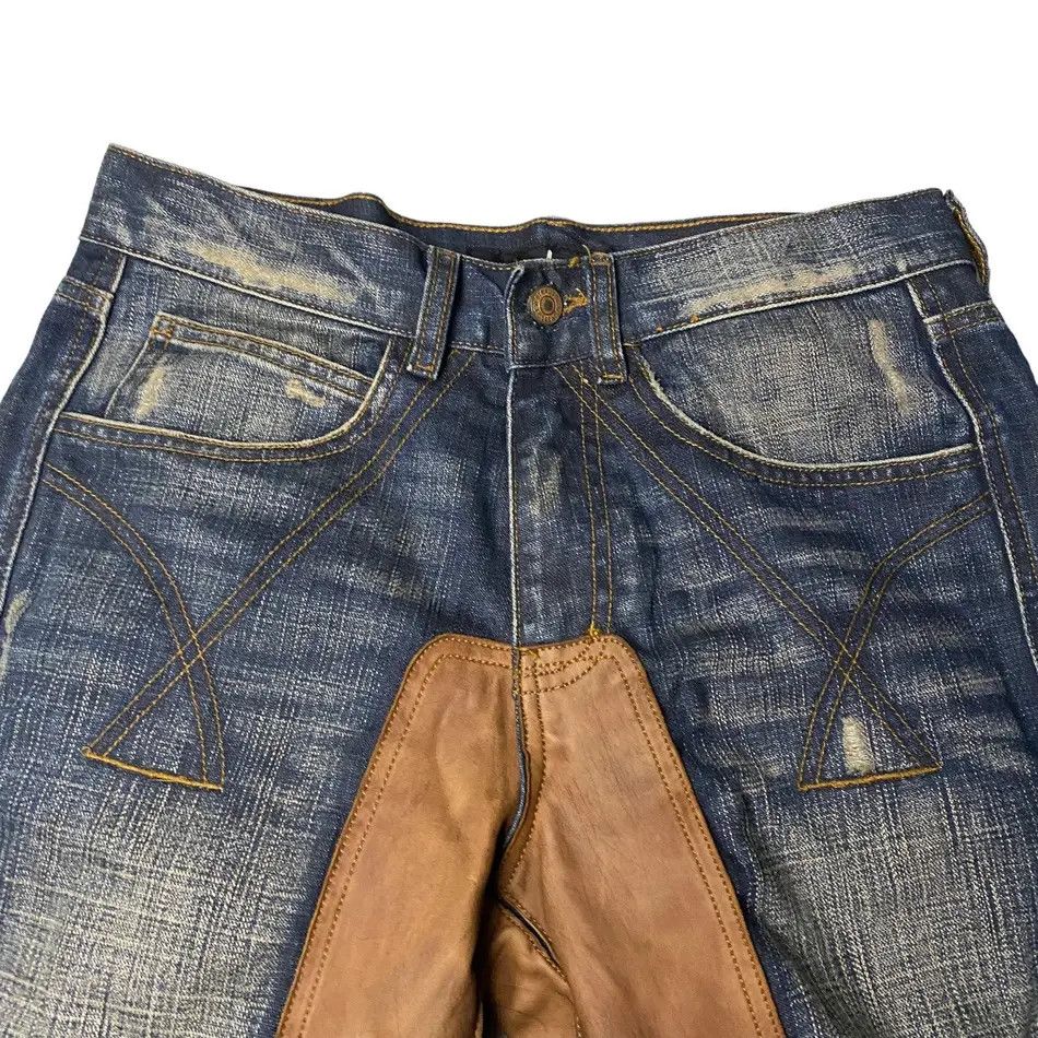 Japanese Brand Saxlanter Flared Jeans Washed Straigh Cut Size US 30 / EU 46 - 3 Thumbnail