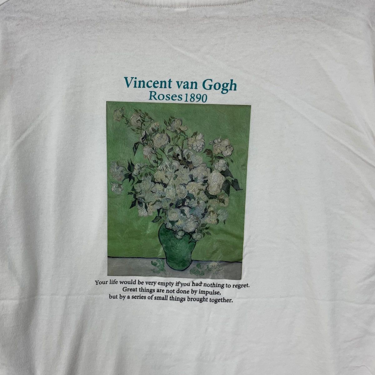 Vintage VINCENT VAN GOGH Roses 1890 Painting Poem Tee Shirt Top Size M / US 6-8 / IT 42-44 - 4 Thumbnail
