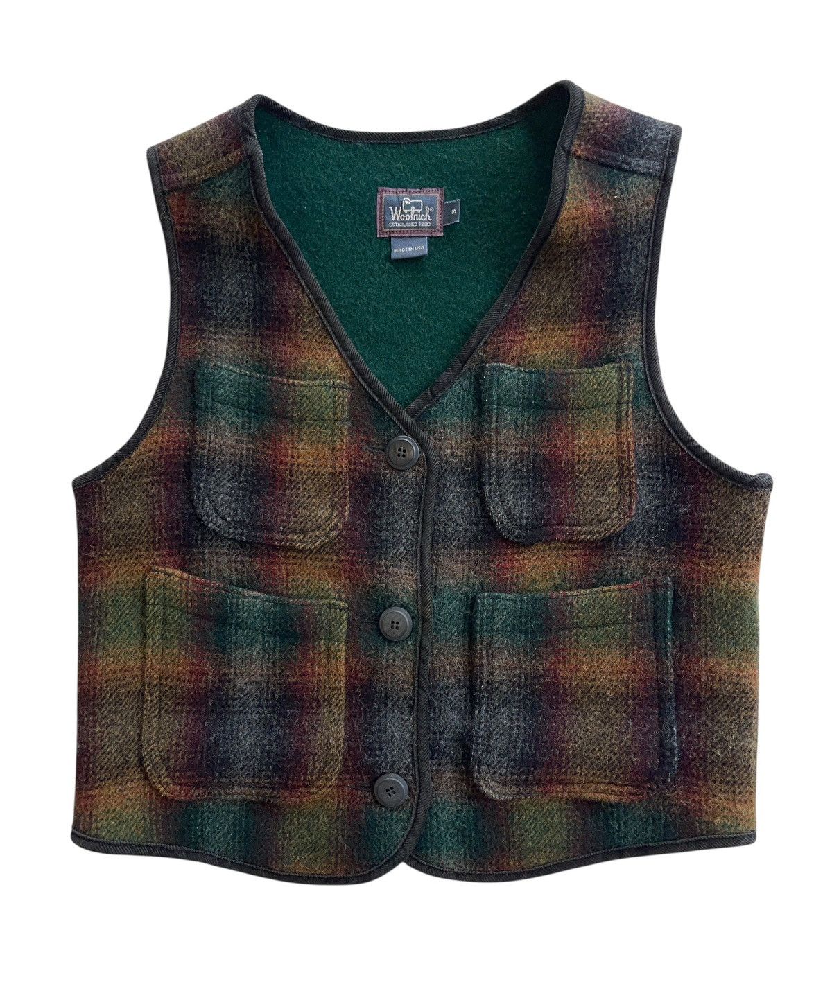 Woolrich Woolen Mills 90s Woolrich Plaid Wool Blend Gilet Vest Size US S / EU 44-46 / 1 - 1 Thumbnail