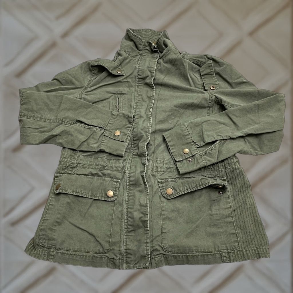 Vintage Love Tree Military Jacket Women Medium Army Green Full Zip Cotton Pocket Outdoor Size M / US 6-8 / IT 42-44 - 1 Thumbnail