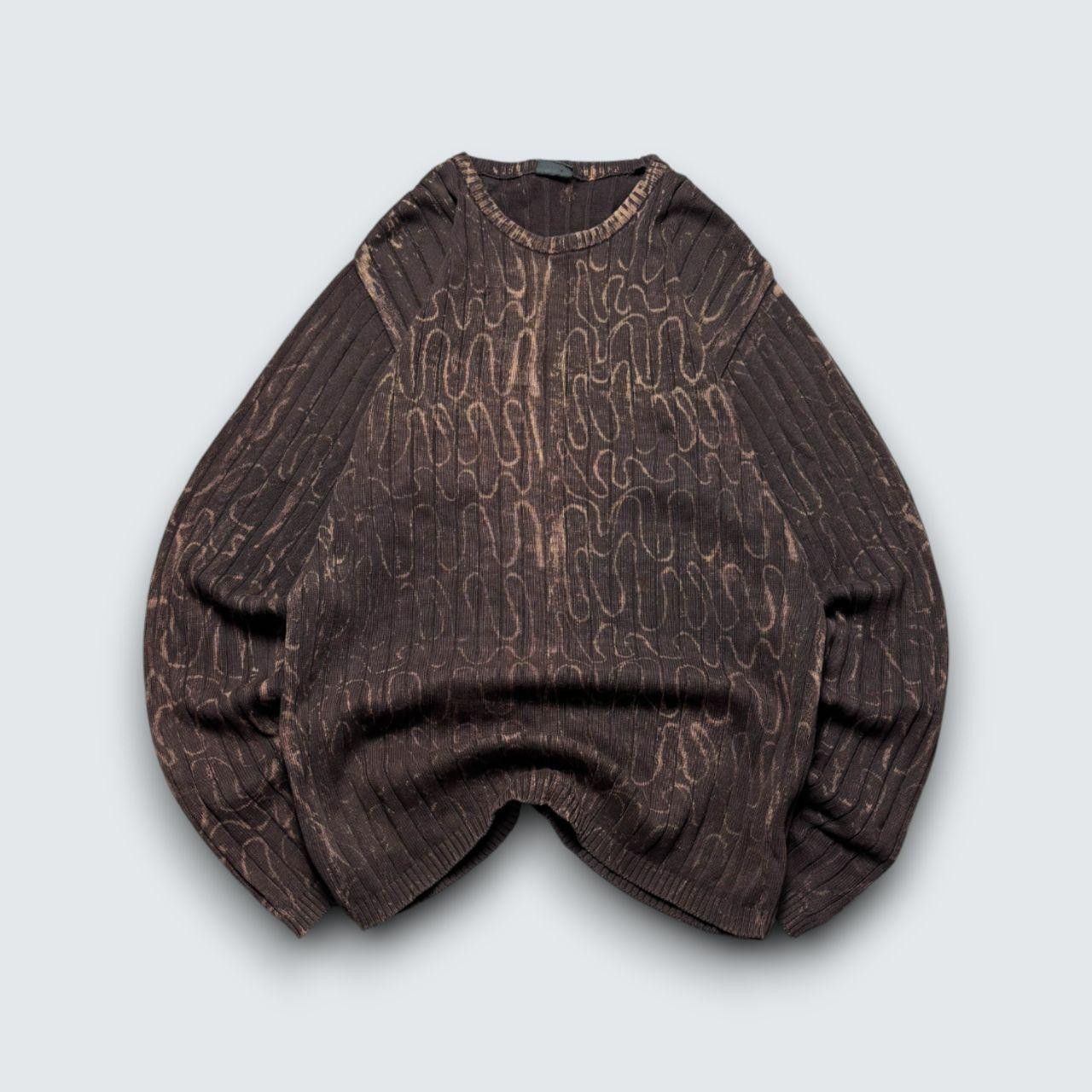 Japanese Brand 90s Textured Knit Sweater Brown L Size US L / EU 52-54 / 3 - 1 Thumbnail