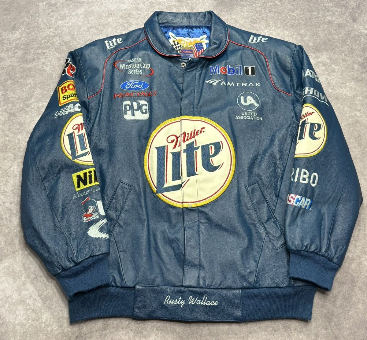 Jeff Hamilton Miller Light Rusty Wallace Leather Jacket