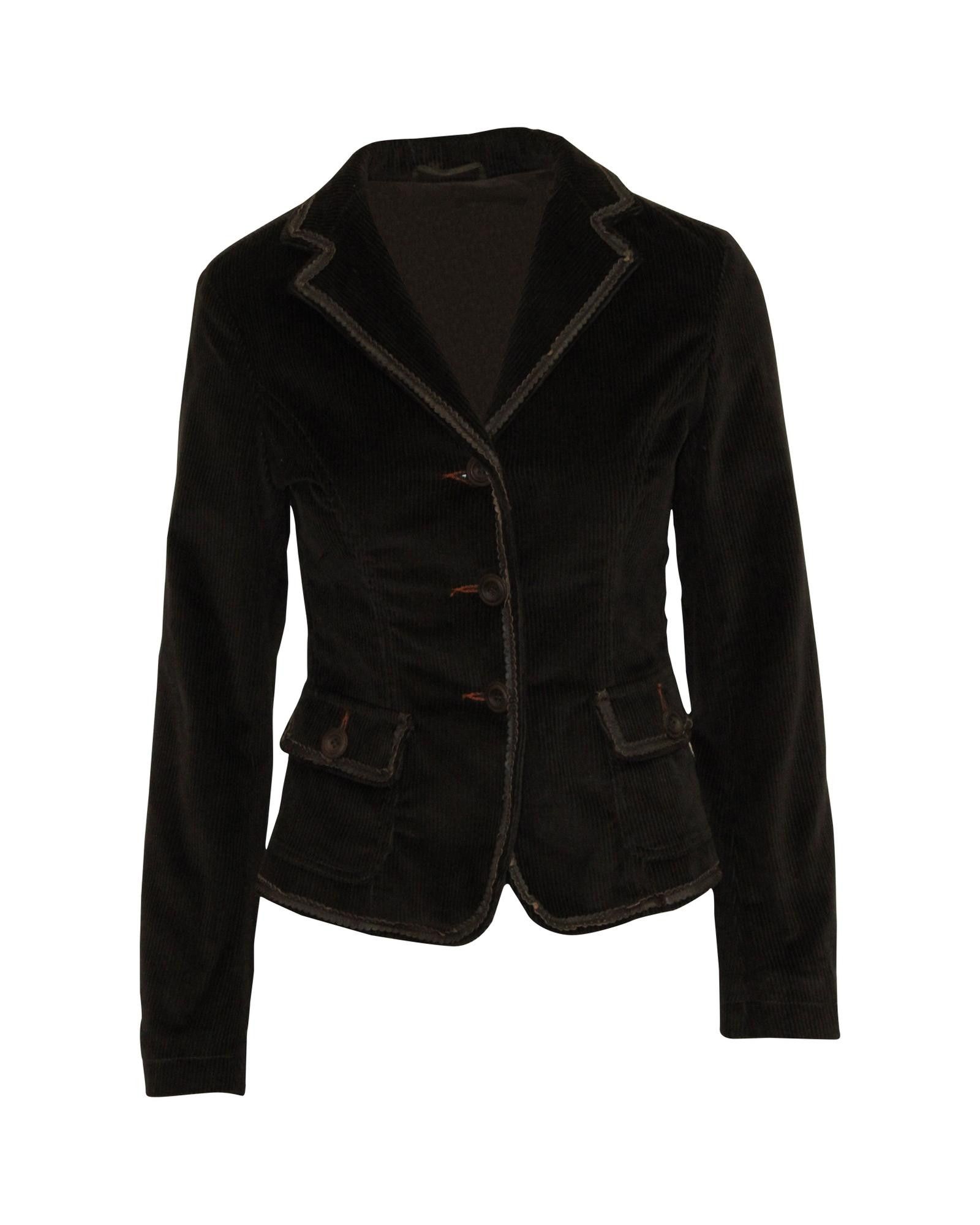 image of Brown Cotton Corduroy Jacket With Peak Lapels By Weekend Max Mara, Women's (Size Small)