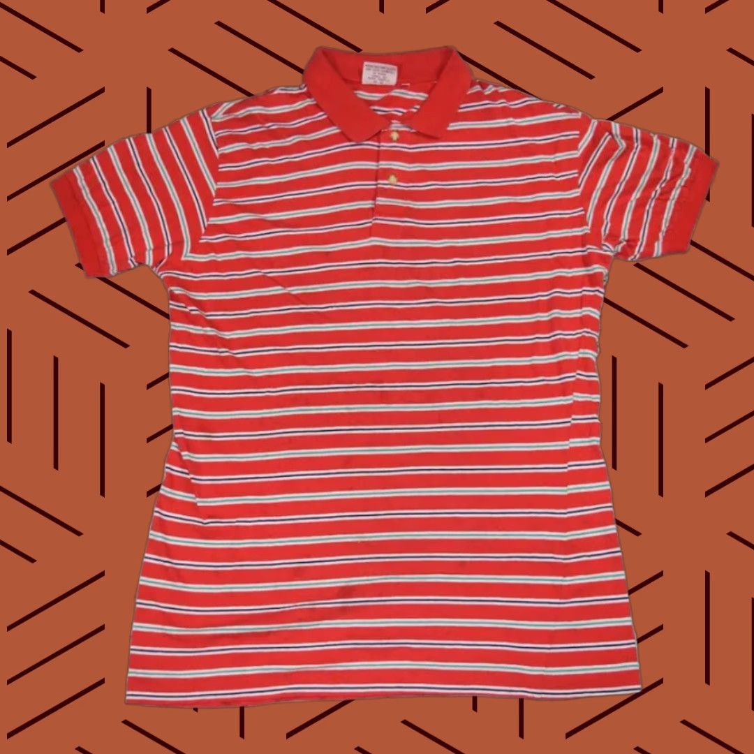 Polo Ralph Lauren VINTAGE Polo Ralph Lauren Polo Shirt Mens Large Red White Stripe Short Sleeve Collared 100% Cotton Golf Preppy 90s Size US XXL / EU 58 / 5 - 1 Thumbnail