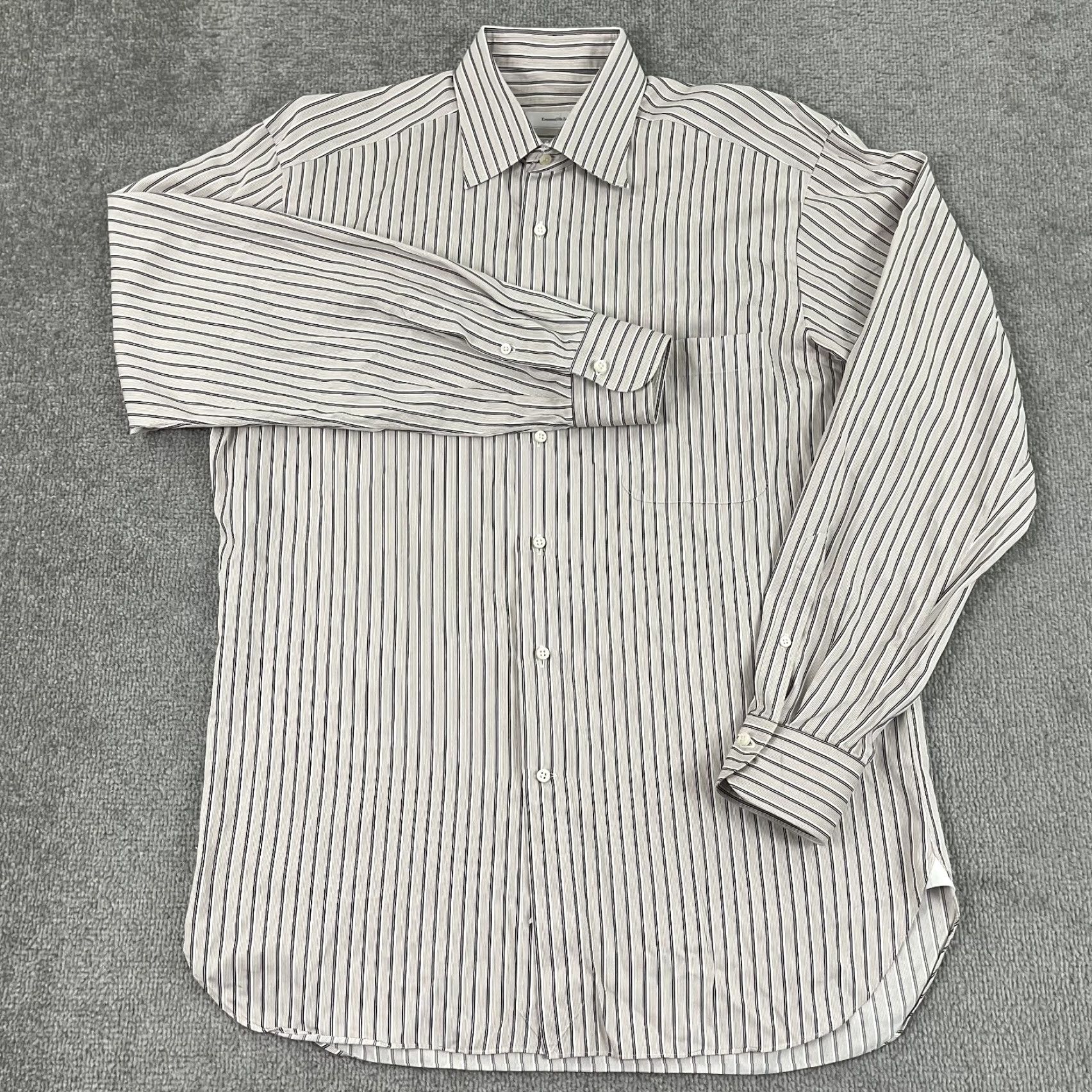Ermenegildo Zegna Ermenegildo Zegna Dress Shirt Mens Large 16 Muted Pink Striped Long Sleeve Button Up Size 42R - 4 Thumbnail