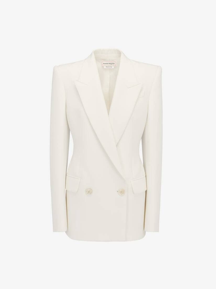 Alexander McQueen o1srvl11e0326 Double-Breasted Jacket in Optic White Size L / US 10 / IT 46 - 1 Thumbnail