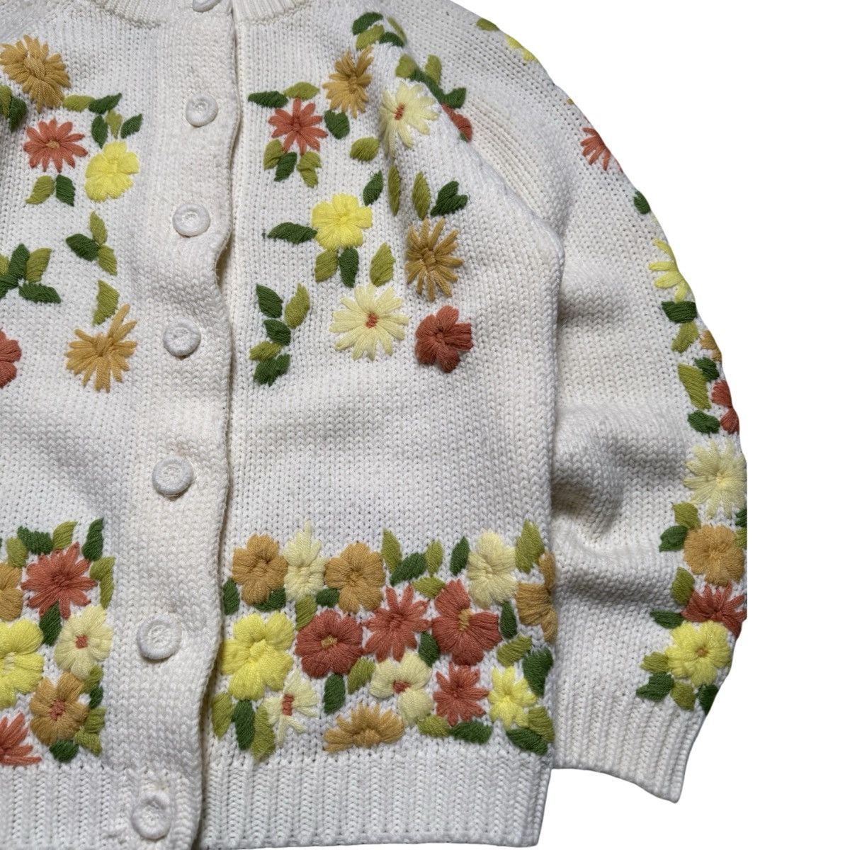 Vintage Vintage 70s Crochet Knit Flower Cardigan 3D Acrylic Women M Size M / US 6-8 / IT 42-44 - 2 Thumbnail