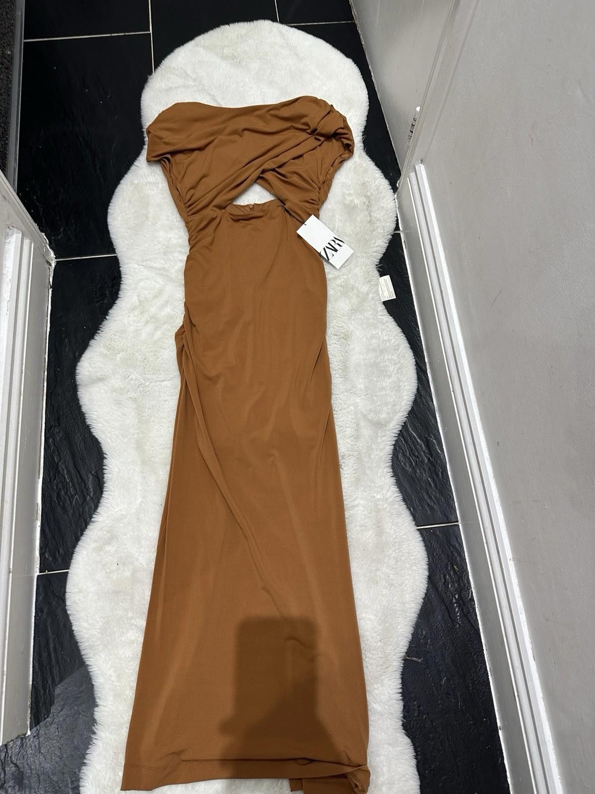 Zara ZARA Mustard Dress Maxi With Open Front Size S / US 4 / IT 40 - 6 Thumbnail
