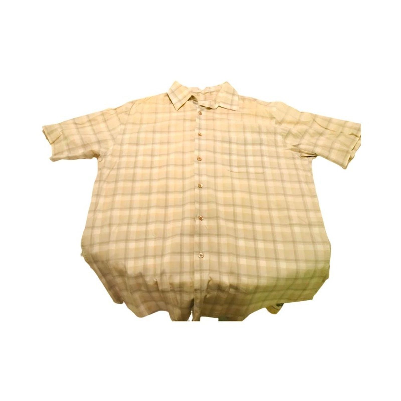 Perry Ellis Vintage Perry Ellis Men`s Shirt Beige Cream Plaid Short L Size US L / EU 52-54 / 3 - 1 Thumbnail