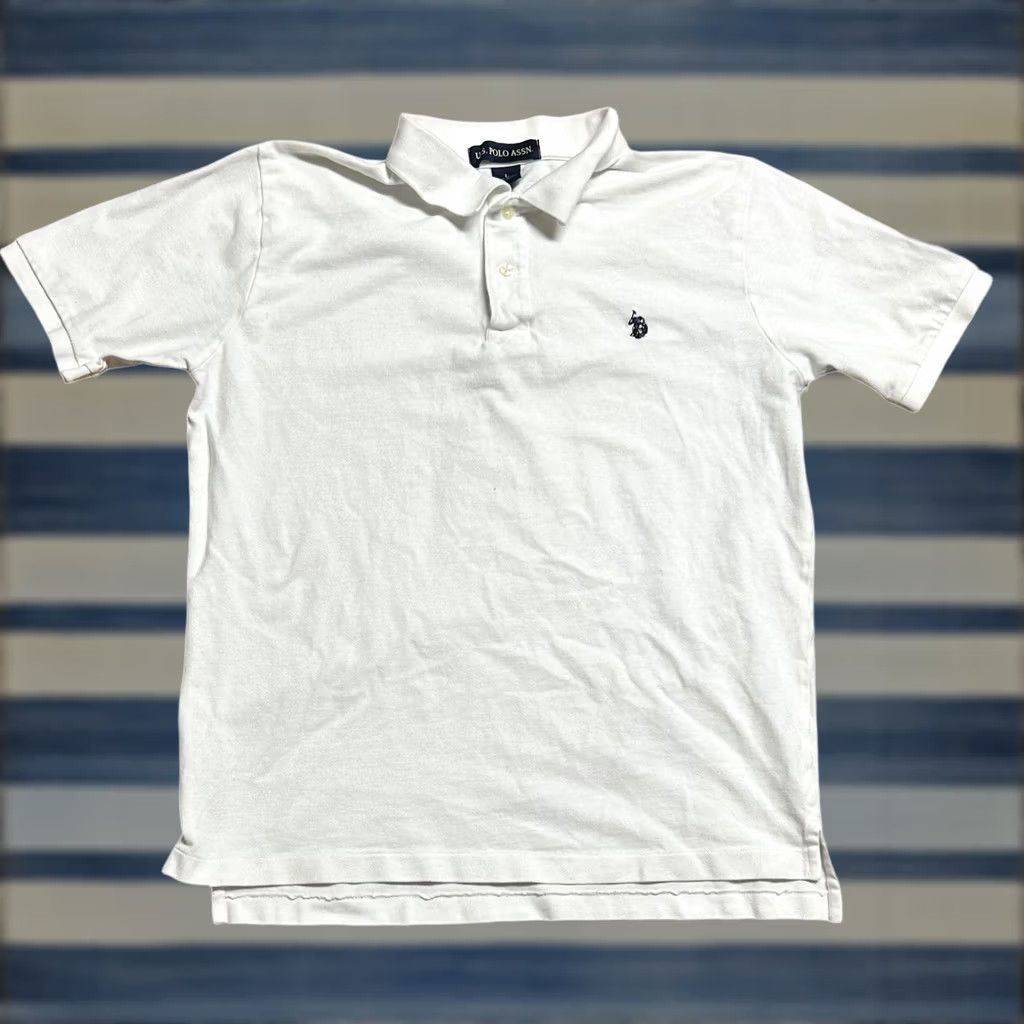 Vintage US Polo Assn Polo Shirt Short Sleeve White Large Womens Golf Polo Shirt Regular Fit 100% Cotton Size L / US 10 / IT 46 - 1 Thumbnail