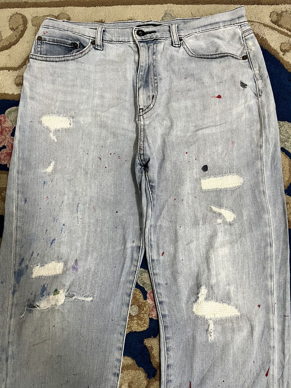 Japanese Brand × Jun Takahashi × Uniqlo Vintage Japanese Uniqlo Distressed Paint Artwork Style Denim Size US 32 / EU 48 - 2 Thumbnail