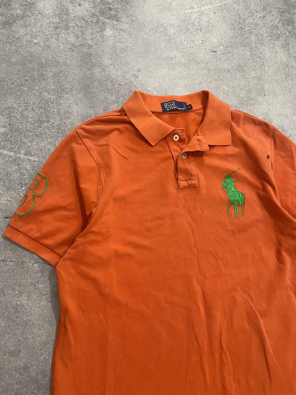 Polo Ralph Lauren × Ralph Lauren × Vintage Vintage Polo Ralph Lauren Orange 🍊 Polo Shirt Big Pony Size US XL / EU 56 / 4 - 3 Thumbnail