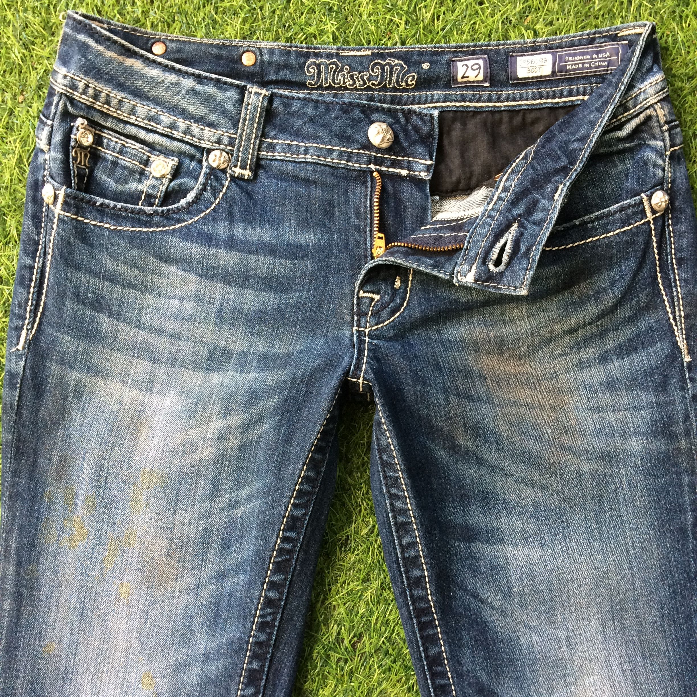 Designer × Jean × Miss Me Y2K Bootcut Denim Jeans D-646 Size 29" - 3 Thumbnail