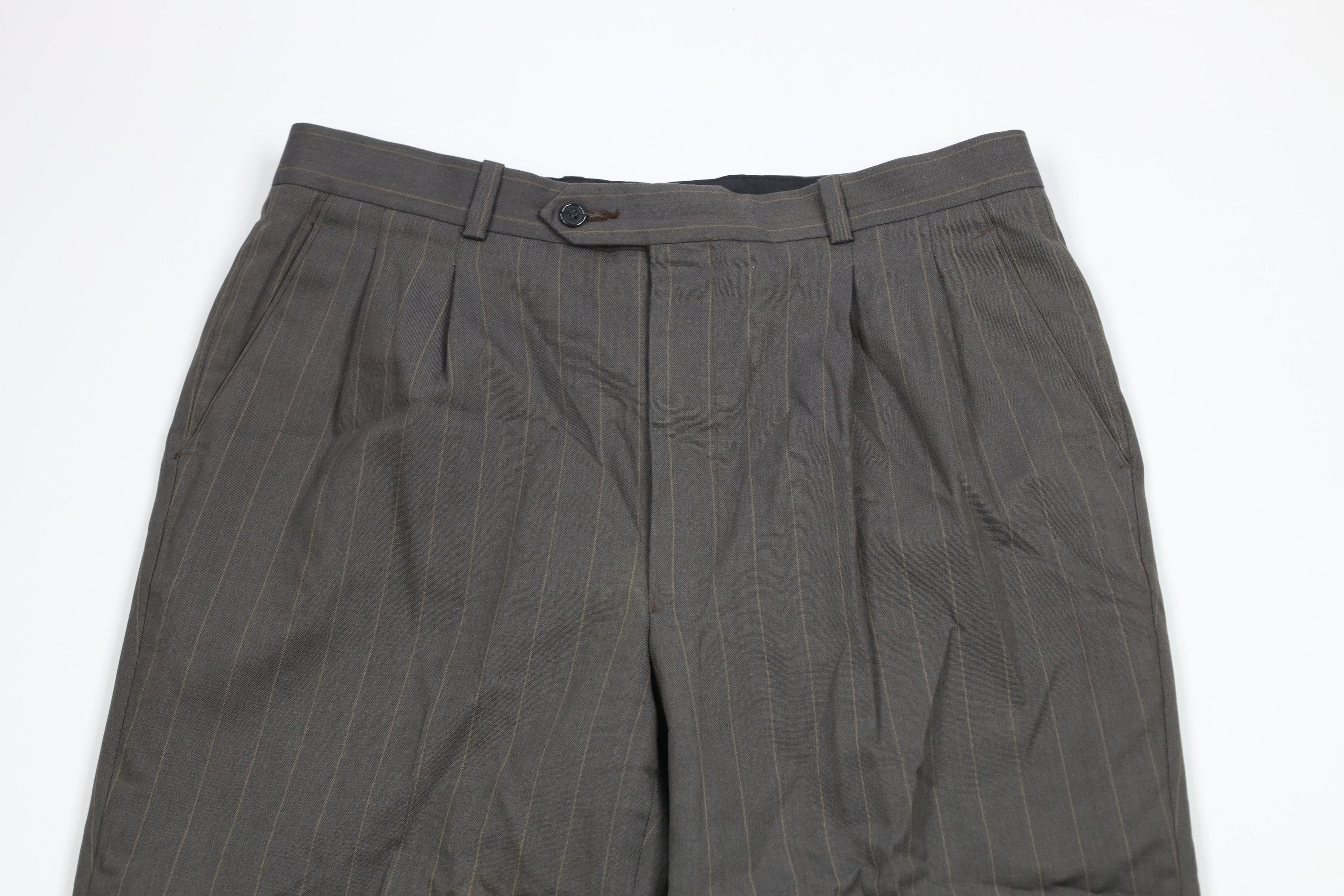 Vintage Vintage 90s Streetwear Wool Striped Wide Leg Chino Pants Size US 33 - 2 Thumbnail