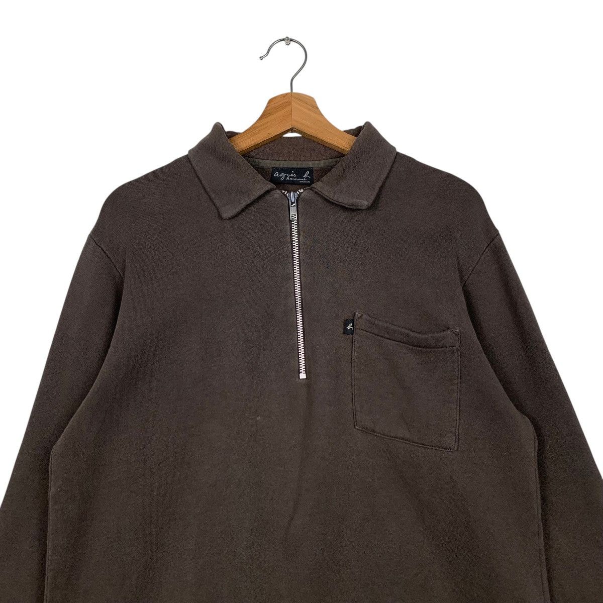 agnes b. AGNES B Half Zip Collared Single Pocket Sweatshirt #1607-C72 Size US M / EU 48-50 / 2 - 2 Thumbnail