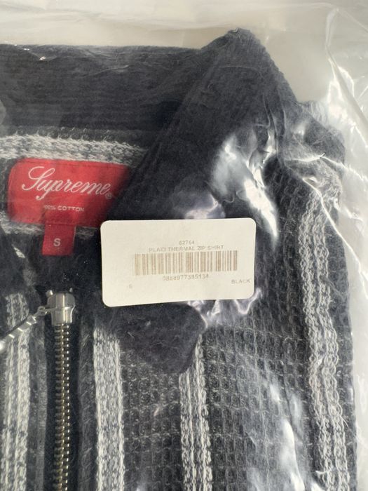 Supreme Supreme Plaid Thermal Zip Up Shirt Black SMALL | Grailed