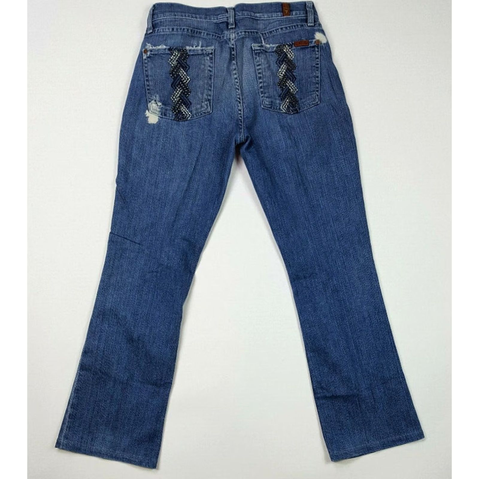 7 For All Mankind VINTAGE 7 For All Mankind Women's Low Rise Boot Jeans Distressed 29 Blue 90s Retro Y2K Fashion Mens? Size 29" - 7 Thumbnail