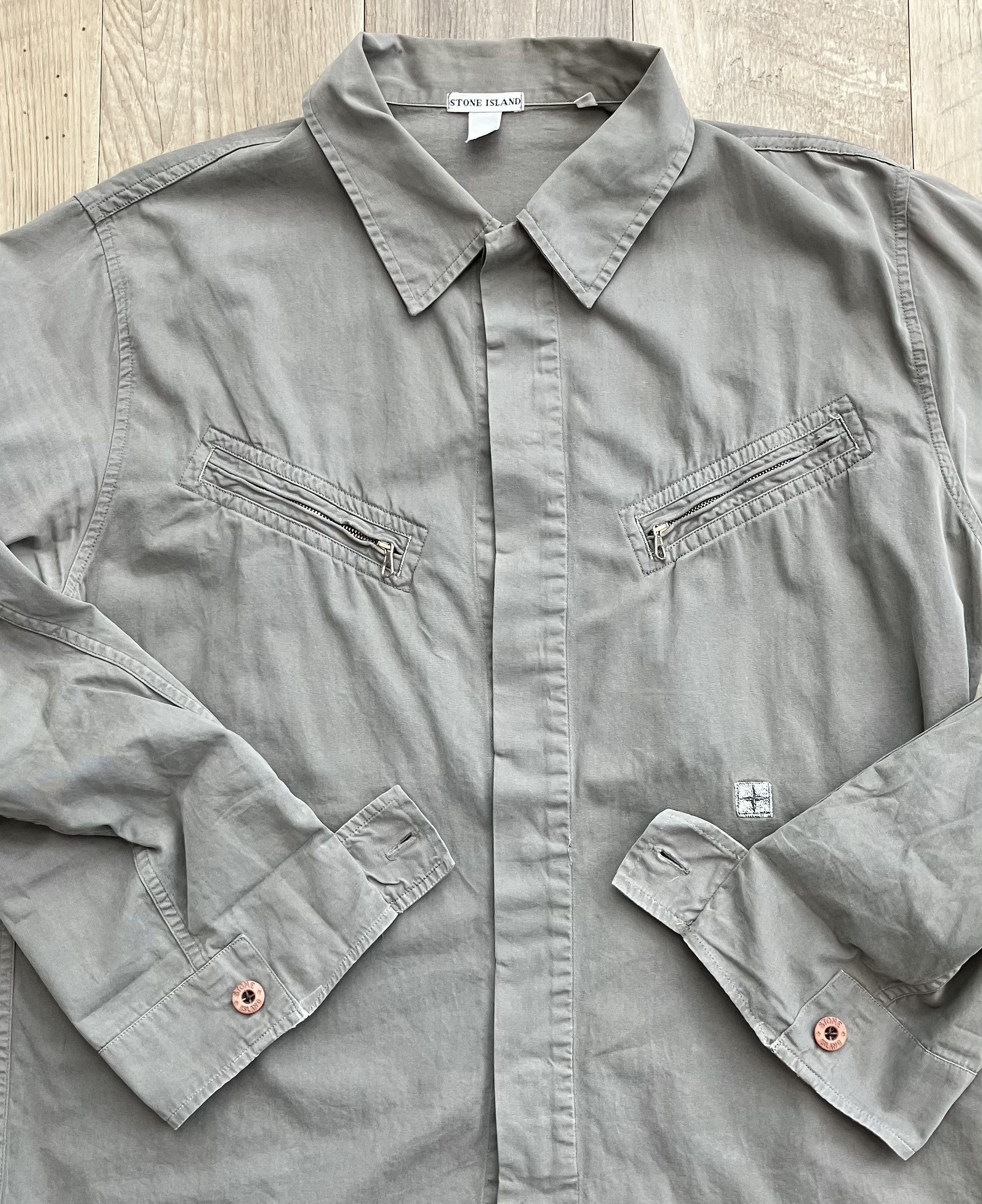Stone Island Stone Island Vintage Zip Pocket Button Down LS Shirt L Gray Size US L / EU 52-54 / 3 - 1 Thumbnail