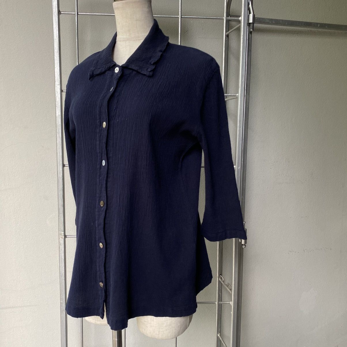 Tsumori Chisato Tsumori chisato Dark Blue Stretch Button-Up Shirt Size XS / US 0-2 / IT 36-38 - 18 Thumbnail