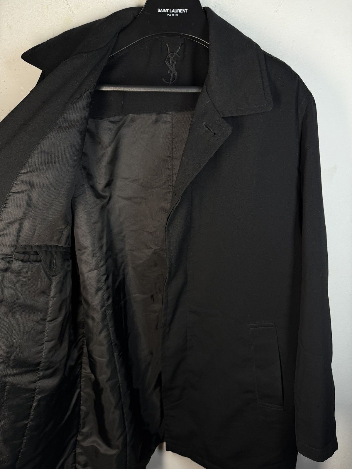 Yves Saint Laurent Warmed YSL Jacket Coat Black Long 90s Vintage Autumn Size US L / EU 52-54 / 3 - 3 Thumbnail