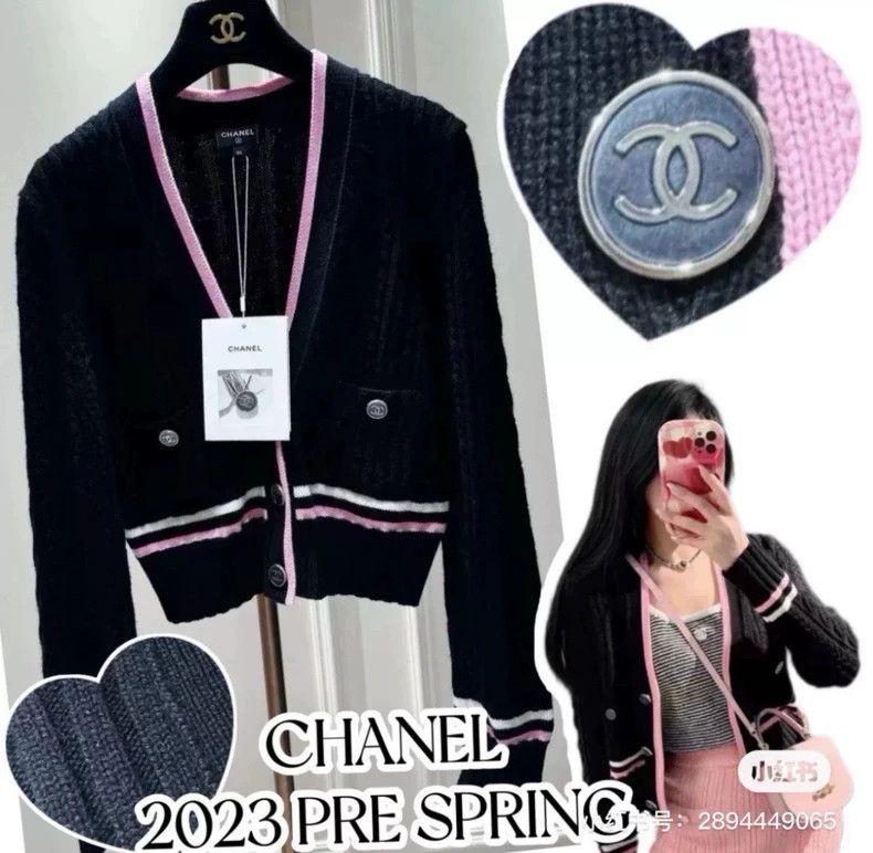 Chanel Chanel 23P black and pink color-blocked cardigan jacket 250 Size XS / US 0-2 / IT 36-38 - 7 Thumbnail