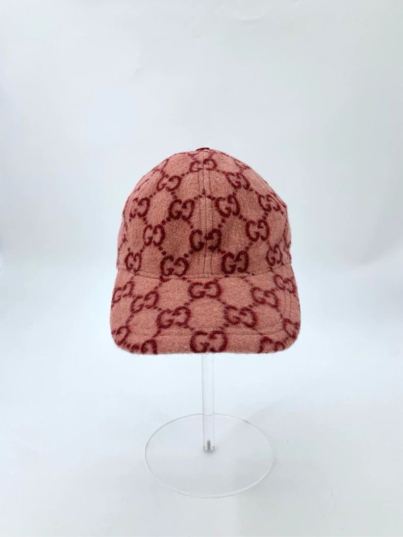 Gucci Gucci Size M Logo old flower full print pink wool baseball Size ONE SIZE - 3 Thumbnail