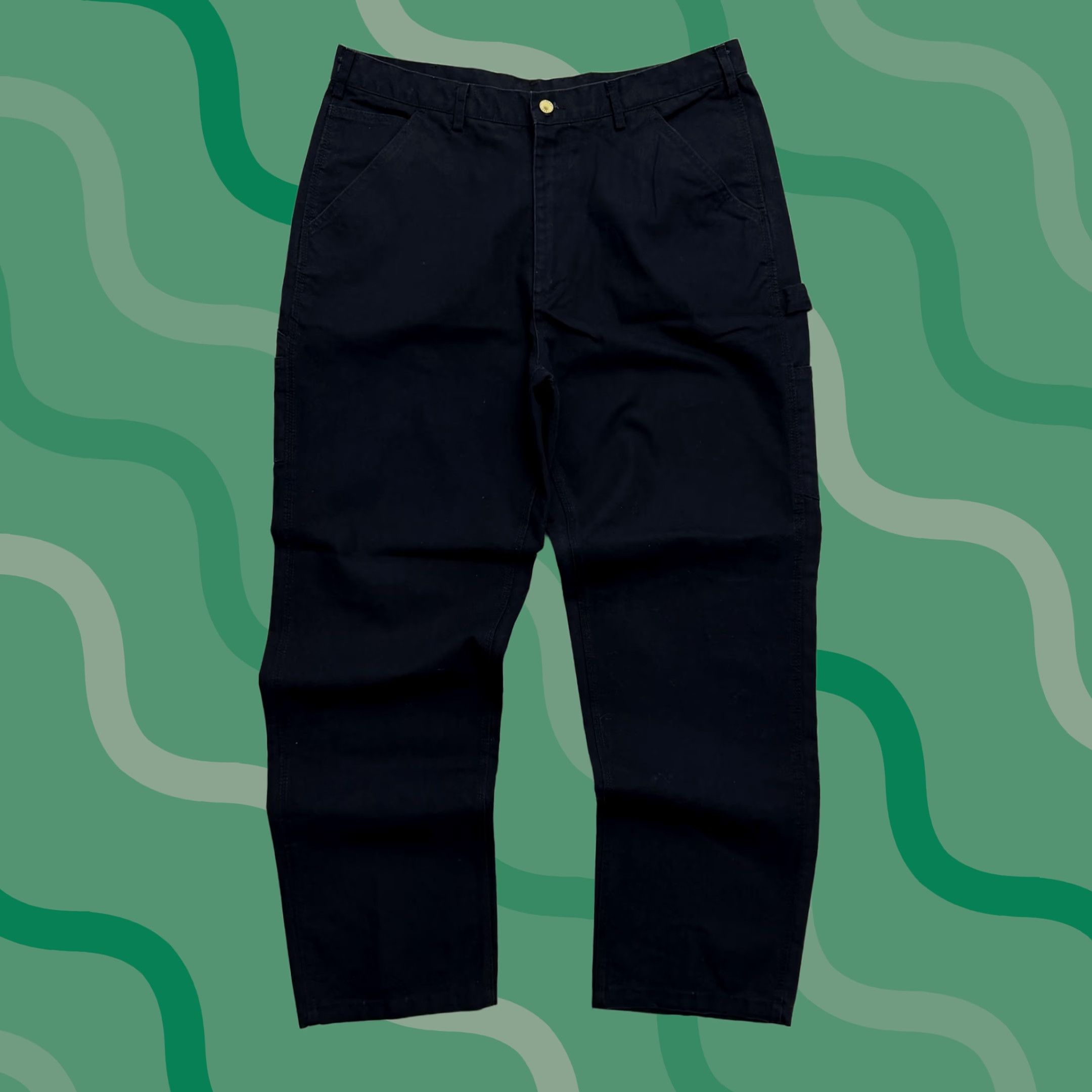 Vintage Rasco FR Jeans Pants Mens 38x35 Black Canvas Flame-Resistant Carpenter Work Pants Jeans Cargo Pocket Straight Leg Mens Industrial Workwear Size US 38 / EU 54 - 1 Thumbnail