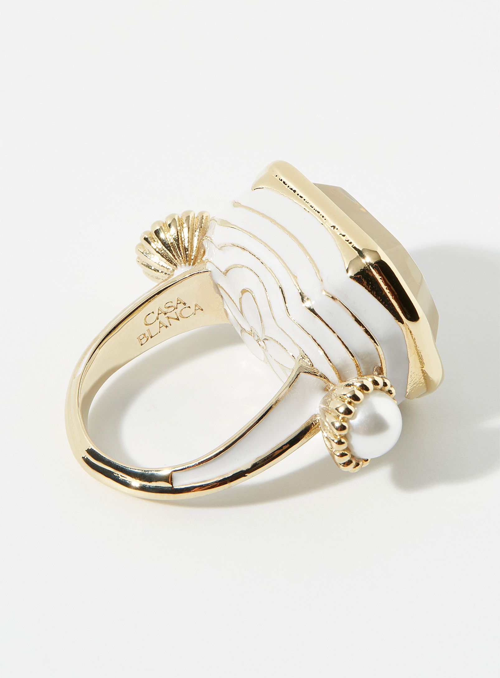 Casablanca BNWT SS24 CASABLANCA INTERLACING PEARLS CABOCHON RING M Size ONE SIZE - 2 Thumbnail
