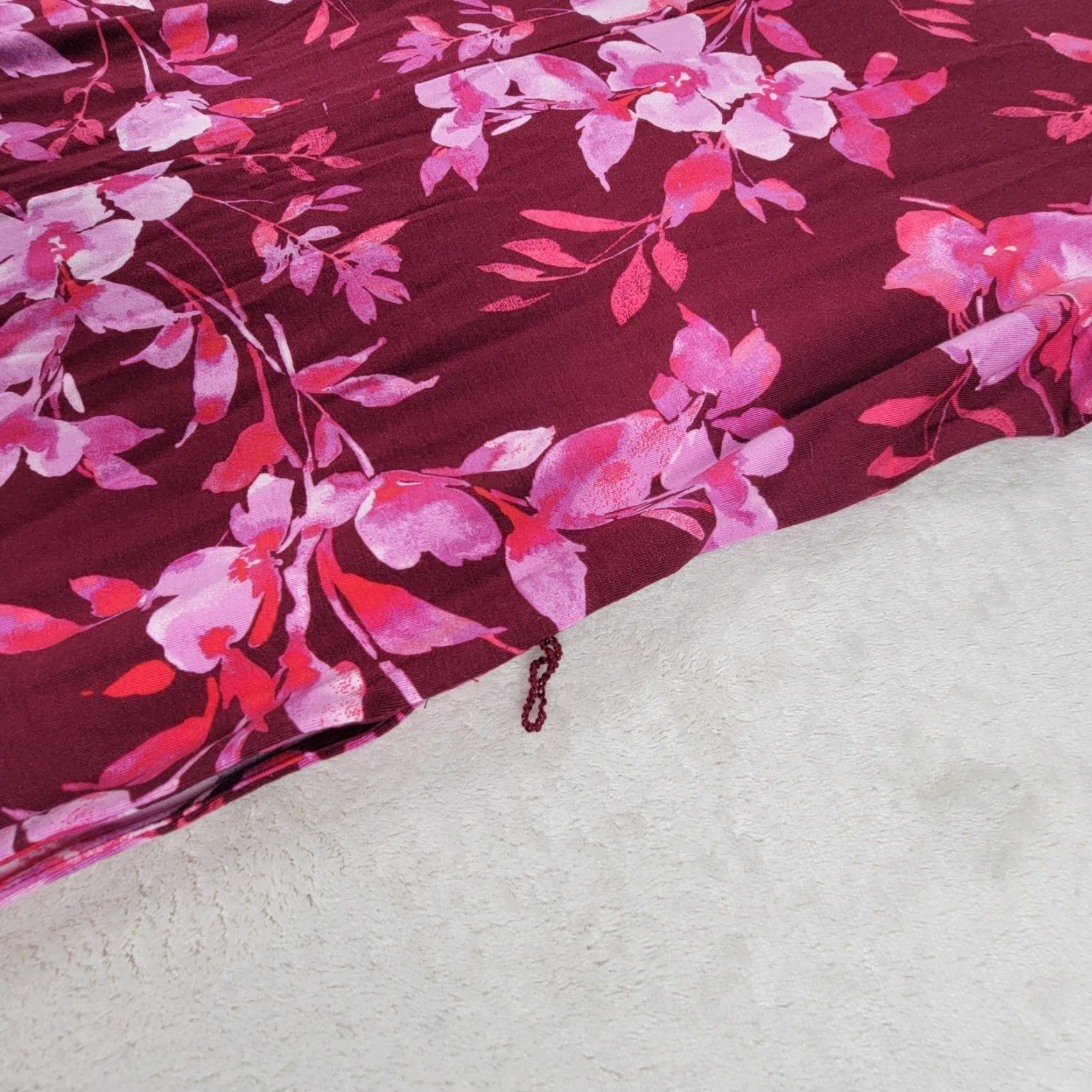 J. Jill J. Jill Dress Women's Maxi Floral Stretch Knit Cranberry Red Multicolor Cap Sleeve Round Neck M Cranberry Red Floral Maxi Dress Womens Size M / US 6-8 / IT 42-44 - 6 Thumbnail