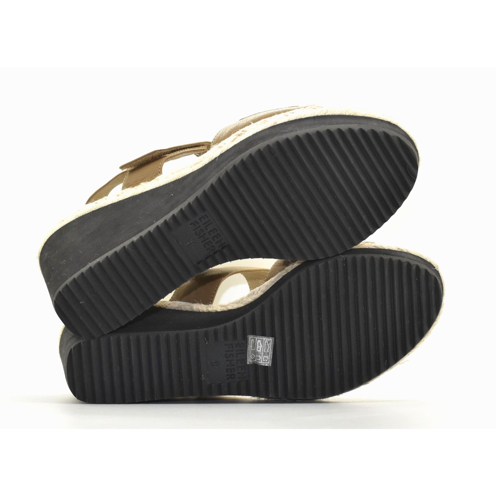 Eileen Fisher EILEEN FISHER Maxi Leather Wedge Espadrille Sandals Size 8 Size US 8 / IT 38 - 7 Thumbnail