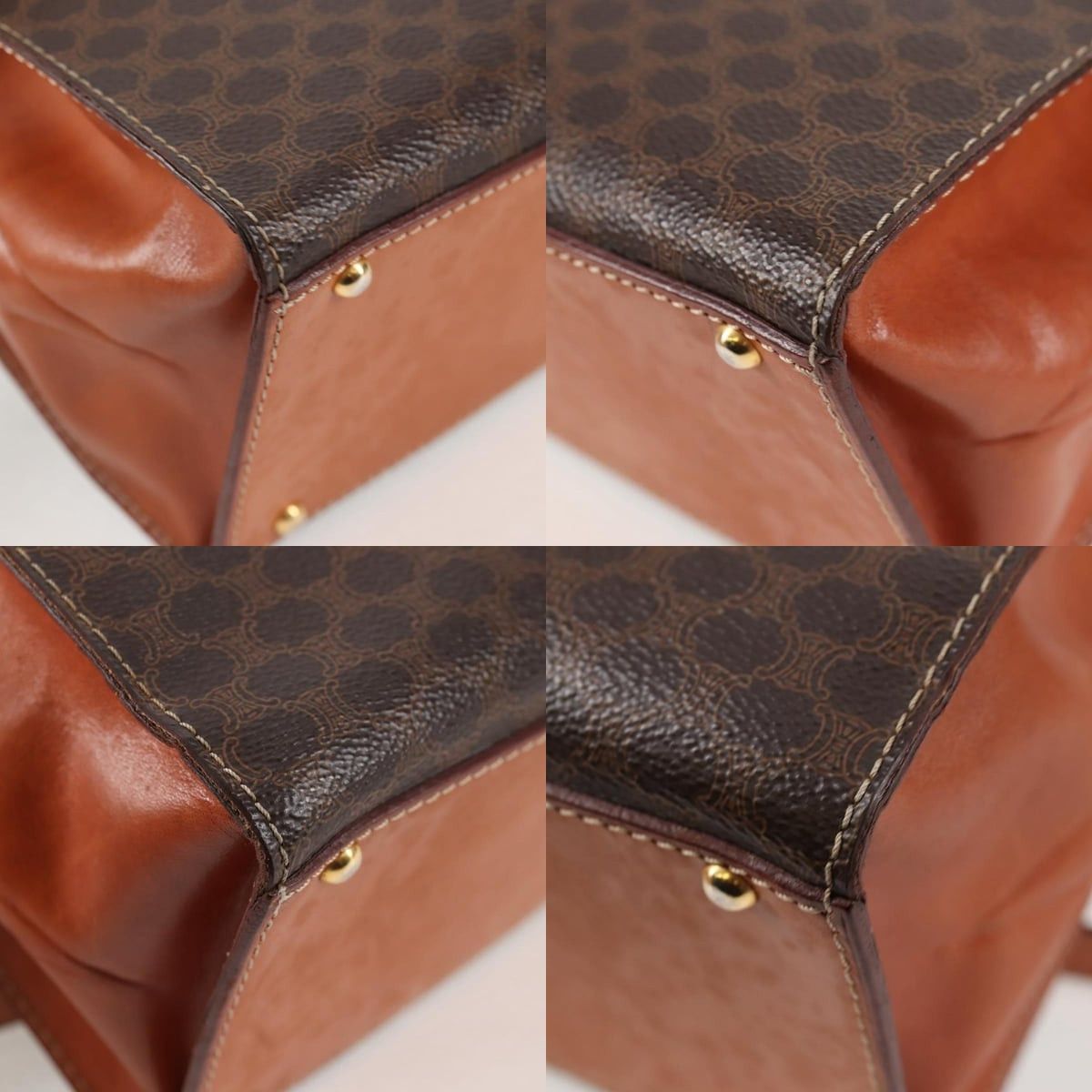 Celine CELINE Macadam Canvas Hand Bag Pvc Leather Brown Gold Size ONE SIZE - 11 Thumbnail