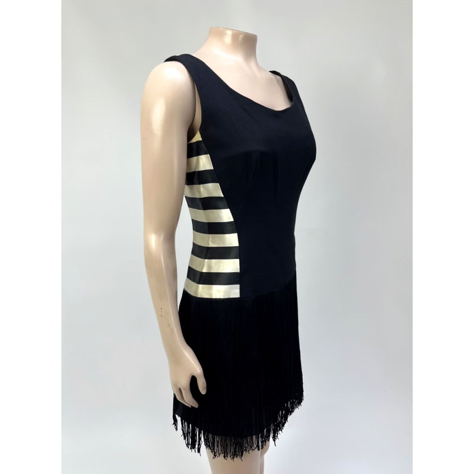 Vintage VINTAGE Unbranded Dress Fringe Black Stripe Eveningwear Ball Gown 1980s XS Womens Party Size 4XL / US 24-26 - 7 Thumbnail