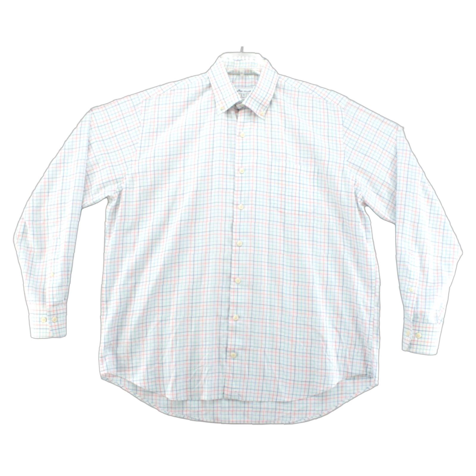 Peter Millar Peter Millar Shirt Men's XL White Blue Red Plaid Stretch Crown Ease Emory Sport Size US XL / EU 56 / 4 - 1 Thumbnail