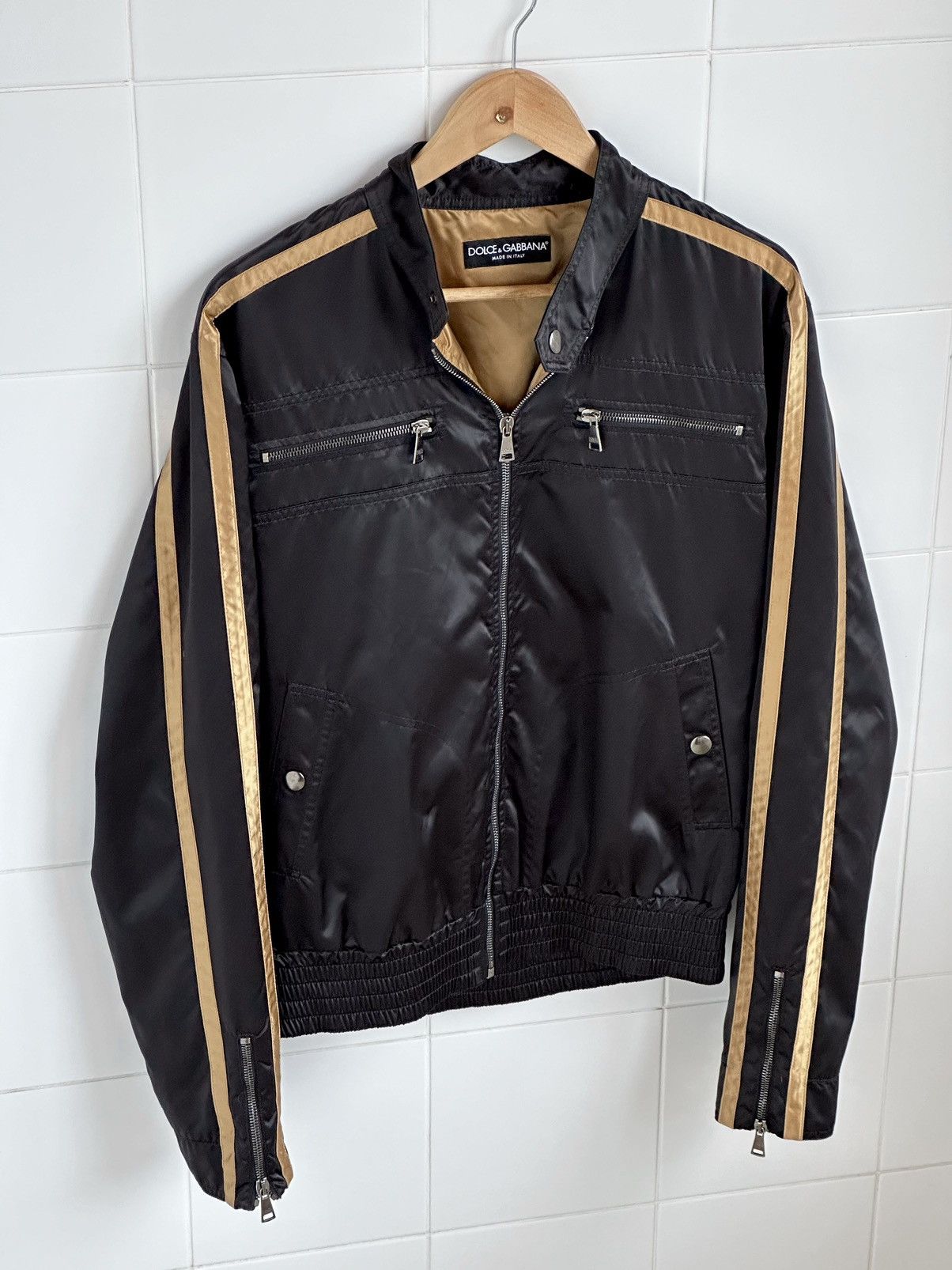 Dolce & Gabbana Dolce & Gabbana SS/04 Nylon Black/Gold Bomber Jacket M Size Size US M / EU 48-50 / 2 - 2 Thumbnail