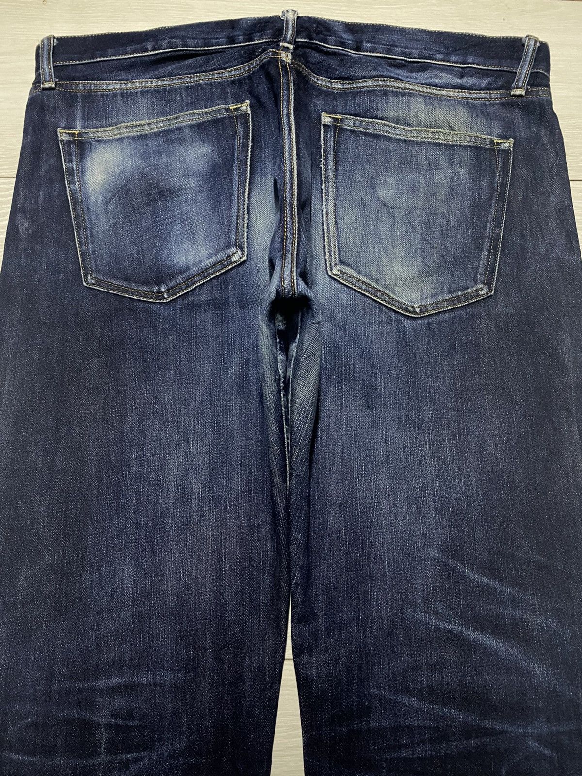 Undercover × Uniqlo Uniqlo Selvedge Blue Whisker Fade Wash Distressed Jeans Size US 37 - 4 Thumbnail