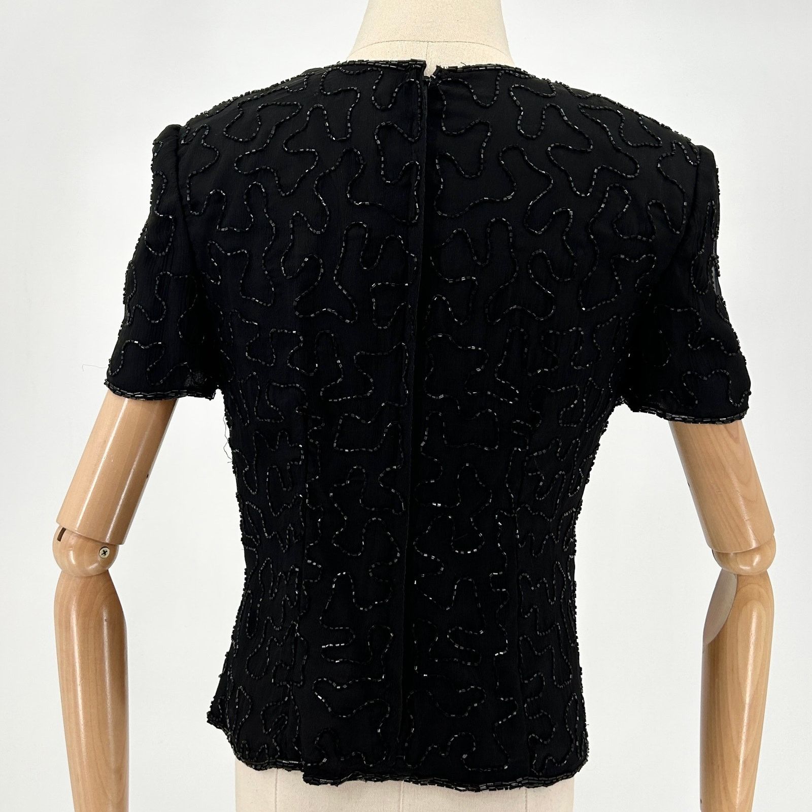 Adrianna Papell Black 100% Silk Sequin Champagne NYE Top Size S / US 4 / IT 40 - 6 Thumbnail