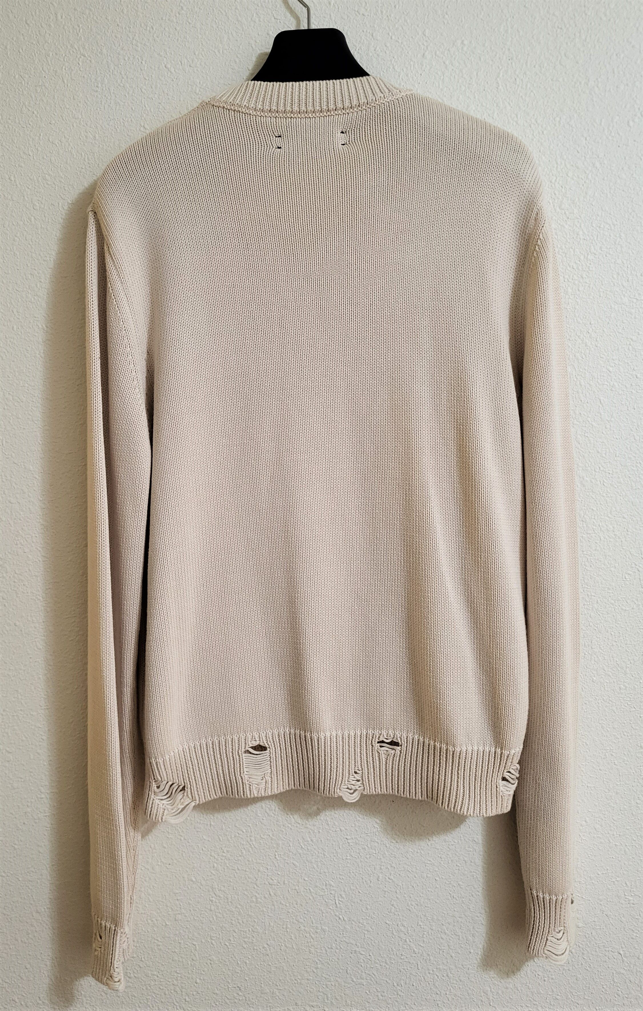 Amiri Cream Alabaster Eyelash Intarsia Knit Logo Sweater Size US M / EU 48-50 / 2 - 7 Thumbnail
