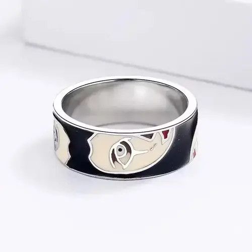 Japanese Brand × Jewelry × Vintage Creative Handmade Irregular Half Face Enamel Heart Ring Size ONE SIZE - 3 Thumbnail