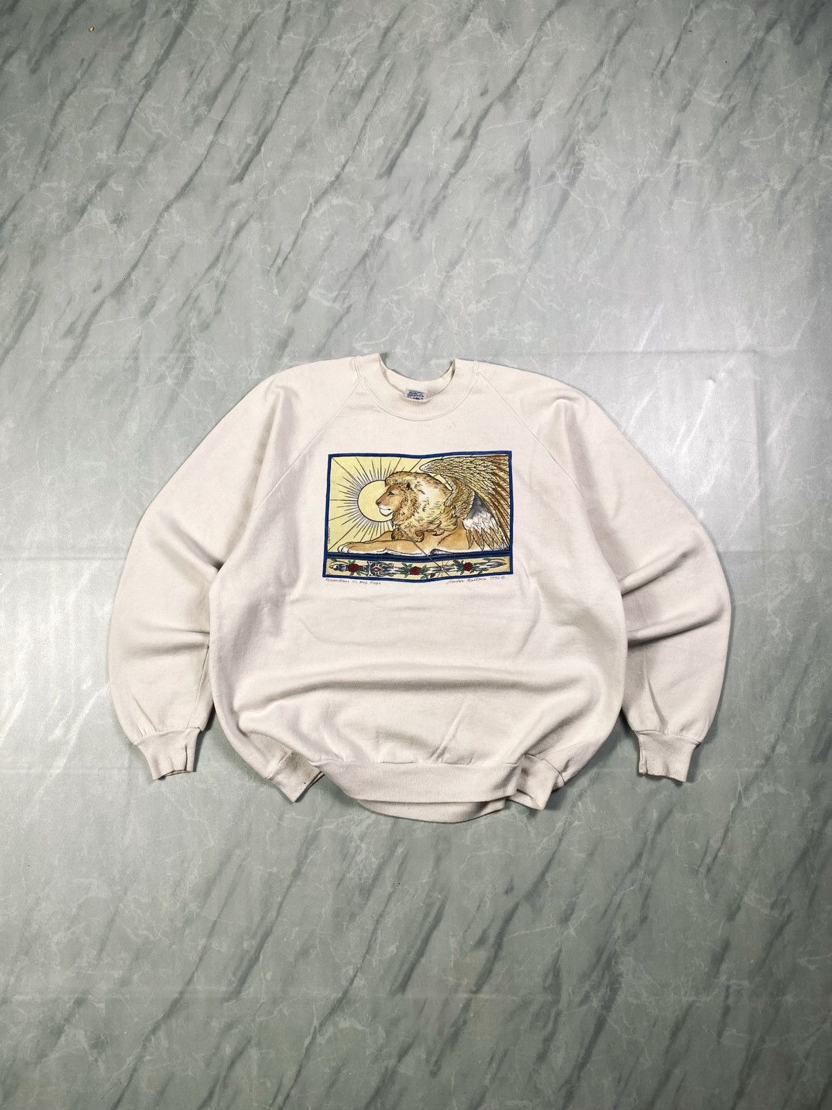 Jerzees Vintage 1992 Lion Egypt Photoprint Crewneck Size US L / EU 52-54 / 3 - 1 Thumbnail