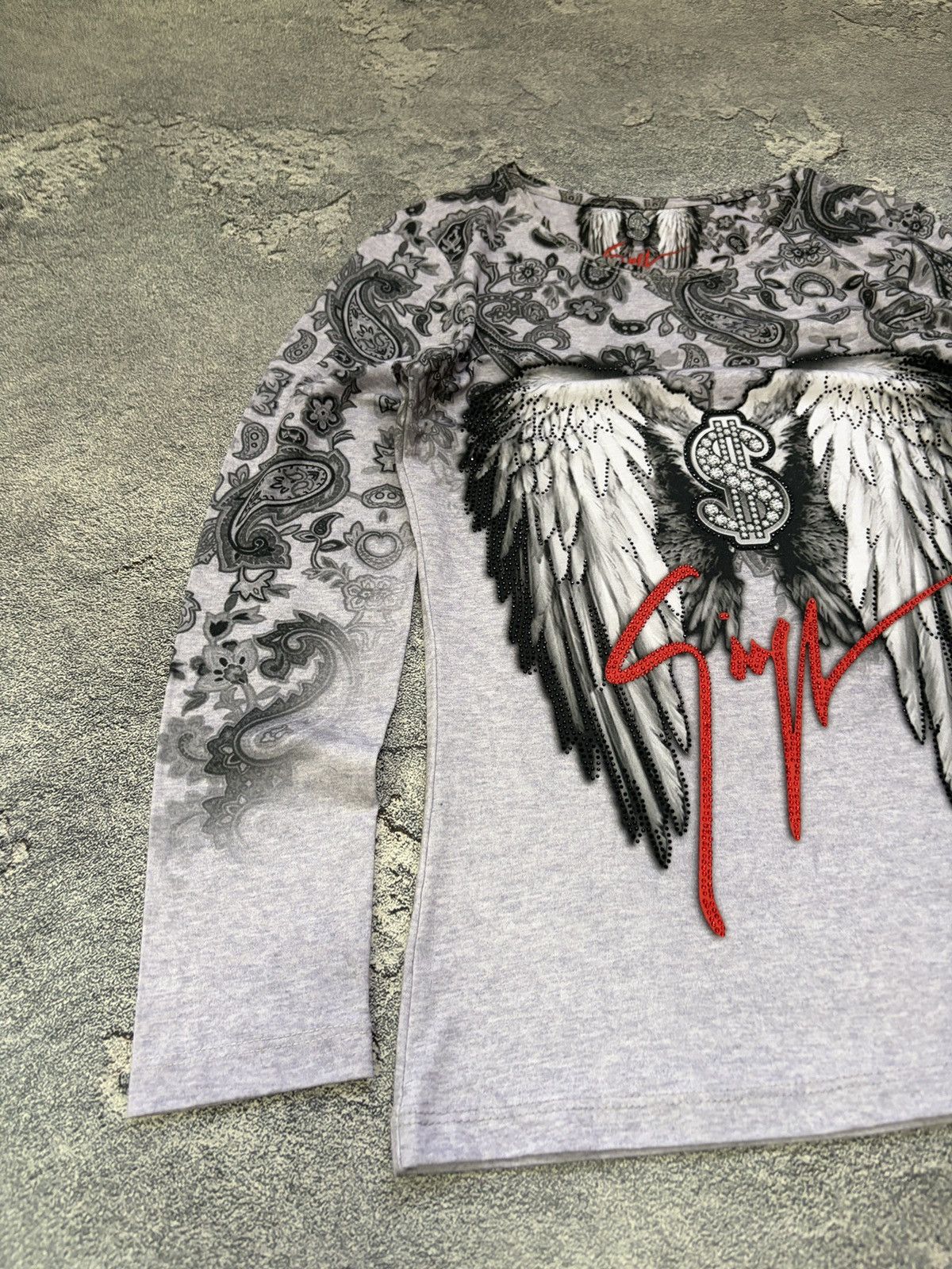 Giuseppe Zanotti Giuseppe Zanotti Paisley Wing LS Top Rhinestone $ Sign Size M / US 6-8 / IT 42-44 - 7 Thumbnail