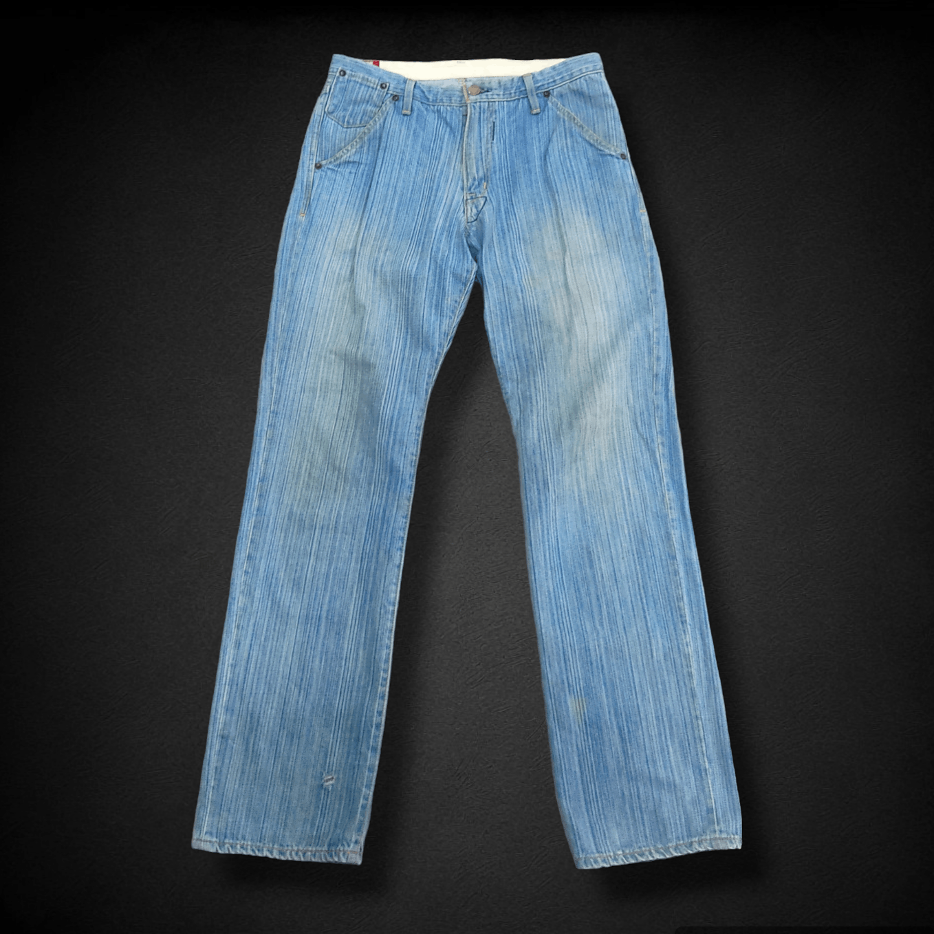image of Blue Blue Japan x Distressed Denim Blue Way Modern Vintage Faded Blue Denim Pants in Light Blue Was